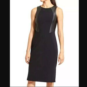 Athleta Black Ponte Faux Leather Night On The Town Dress Women's Size XS